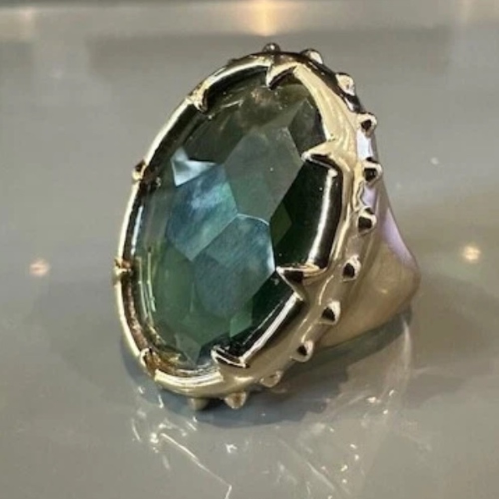 Alexis Bittar Green and Gold Statement Ring in sz 7 New No Tag - Picture 3 of 15